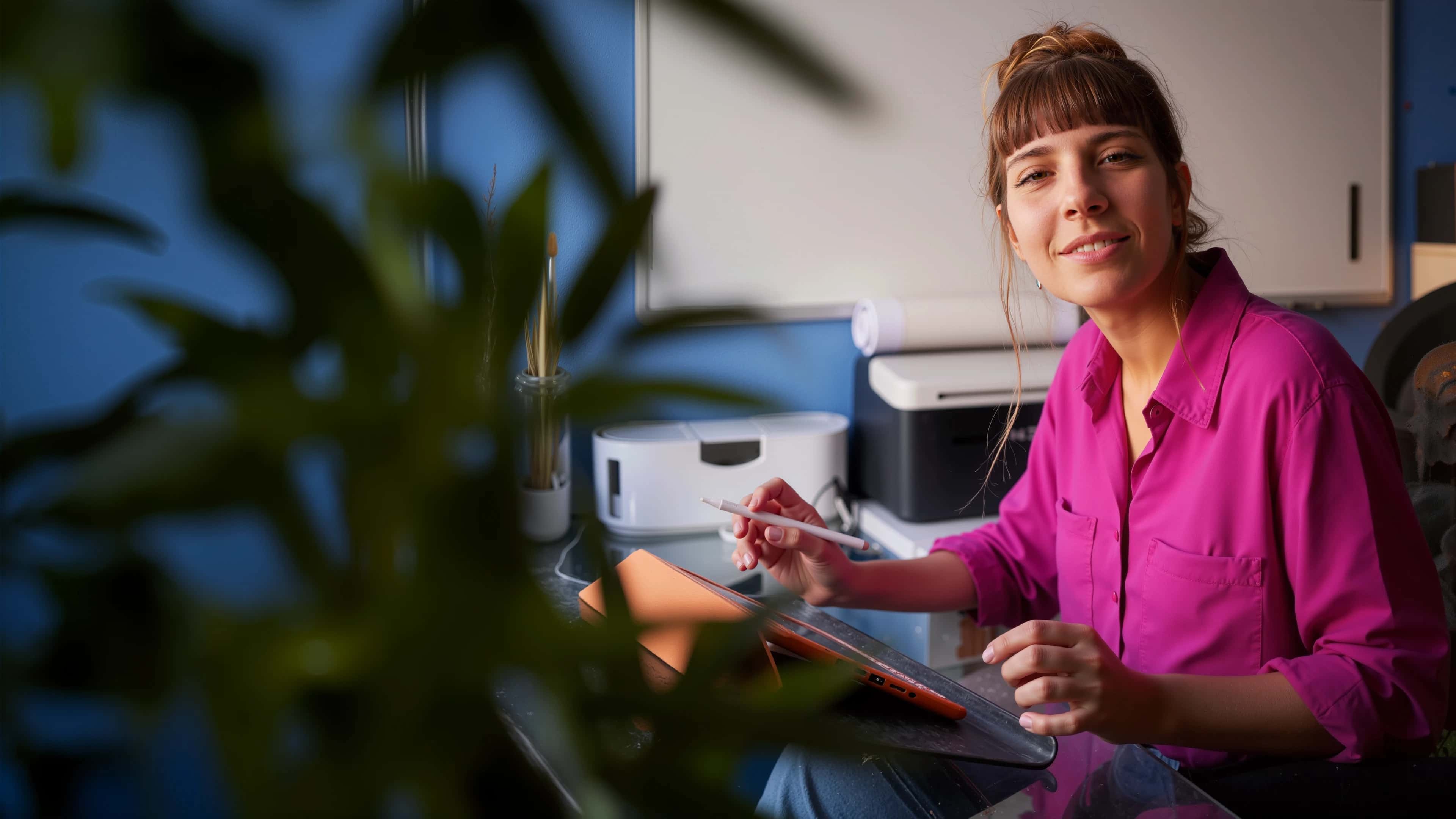 Imagen de una mujer en su espacio de trabajo